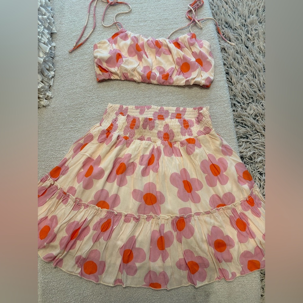 Pink Lily Pink and Orange Floral Set